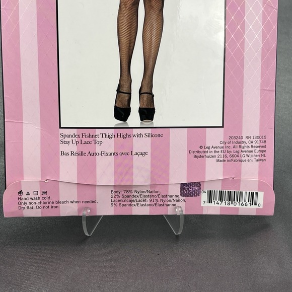 Leg Avenue One Size Black Fishnets Style 9122 Halloween Costume Silicone Lace - Picture 6 of 9